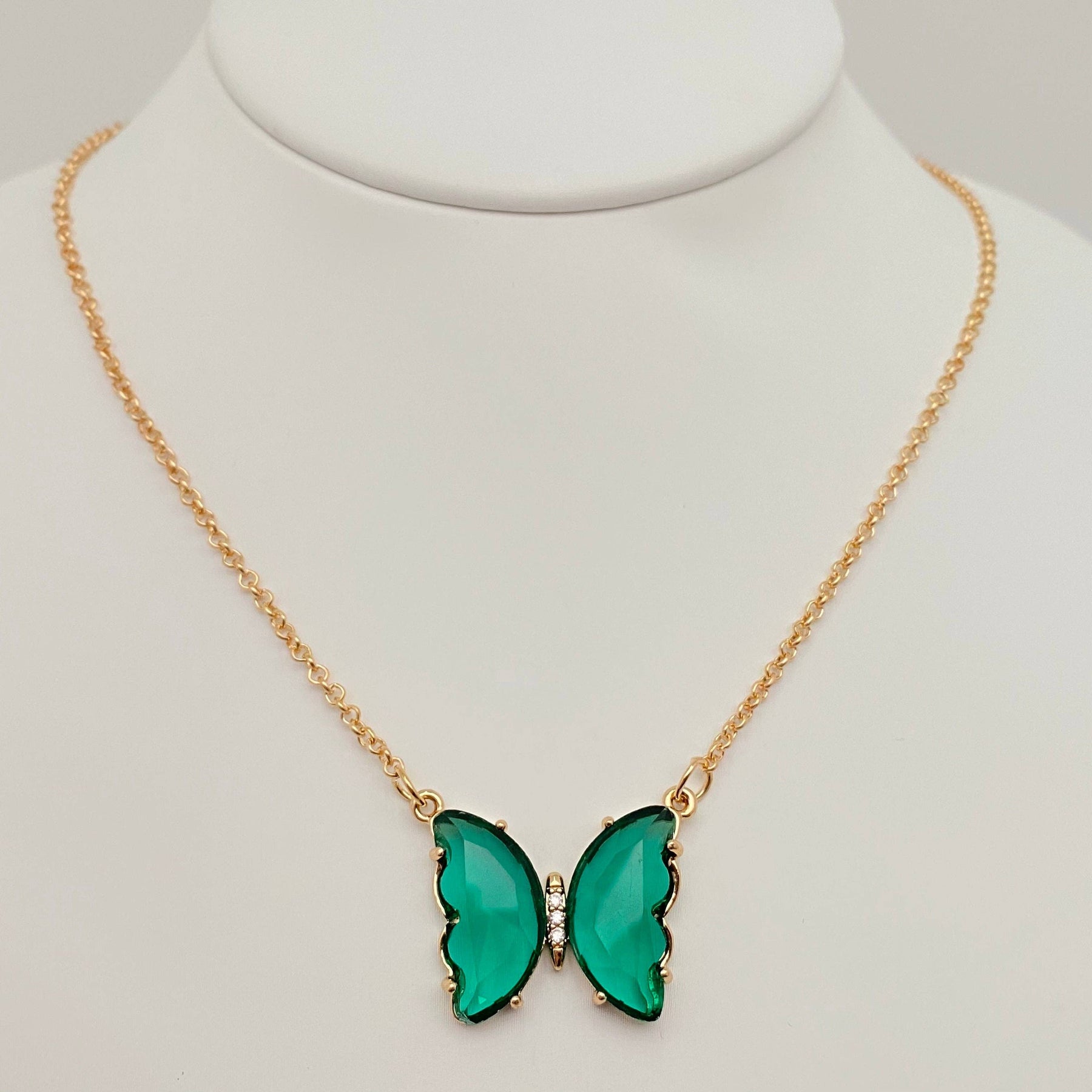 Multicolor Glass Butterfly Pendant Necklace