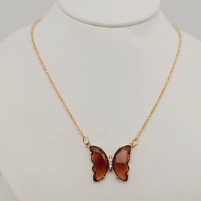 Multicolor Glass Butterfly Pendant Necklace