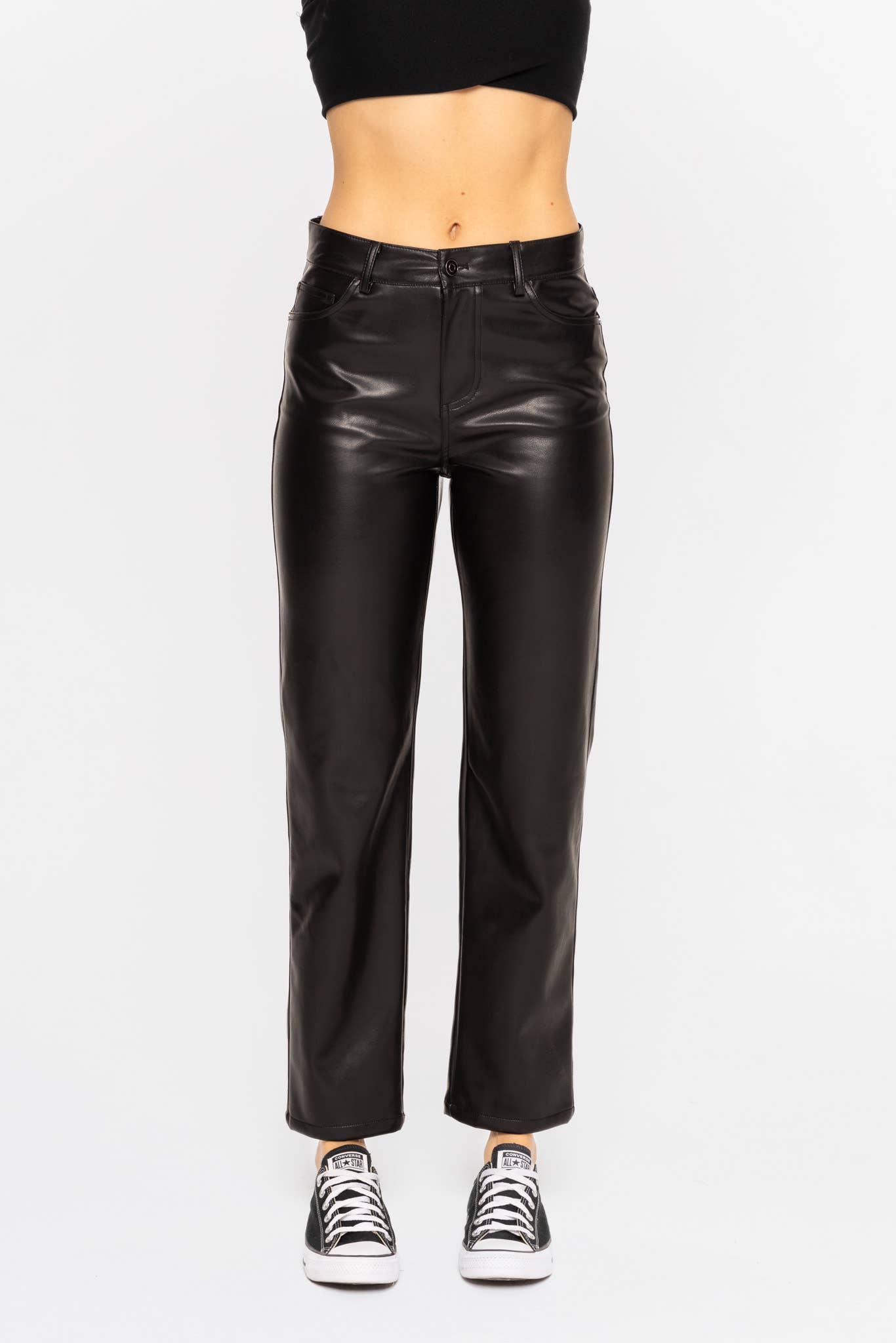 Vegan Leather Straight Leg Pants