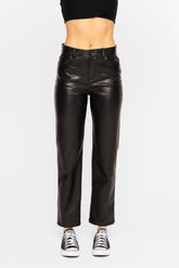 Vegan Leather Straight Leg Pants