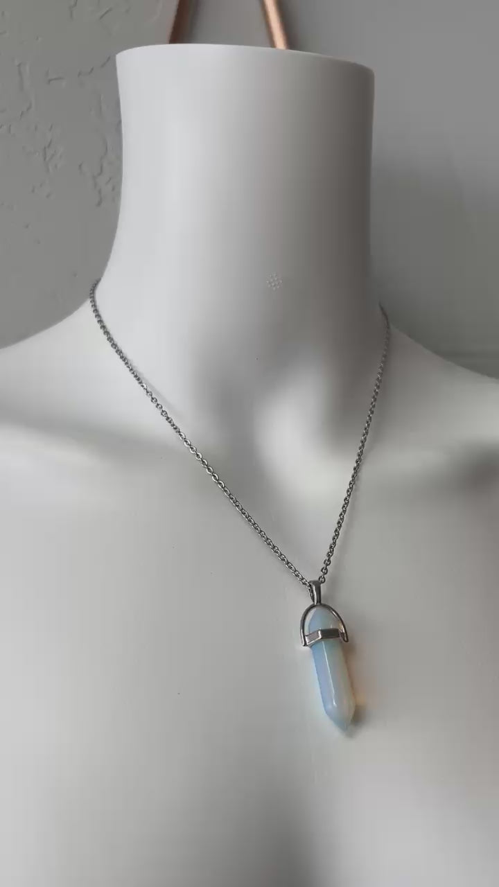 Opalite crystal pendulum necklace