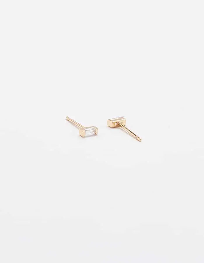 Mini Baguette Gold Studs