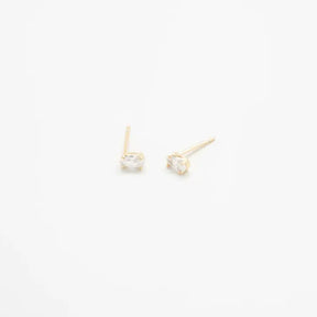 White CZ Oval Stud Earrings